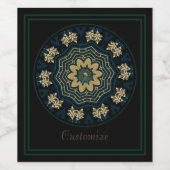 Chic Gold & Green Asian Style Weinetikett (Einzelnes Label)