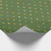 Chic Gold Green Glam Polka Dots Geschenkpapier (Ecke)