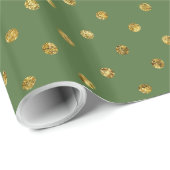 Chic Gold Green Glam Polka Dots Geschenkpapier (Rolleneckpunkt)