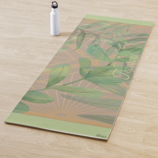 Chic Gold Green Leaf Abstrakt Gold Muster Yogamatte (Beispiel)