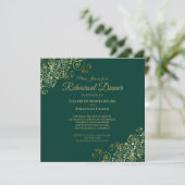 Chic Gold & Green Wedding Probe Dinner Square Einladung (Stehend Vorderseite)