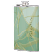 Chic Gold Green White Abstrakt Flachmann (Links)