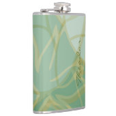 Chic Gold Green White Abstrakt Flachmann (Rechts)