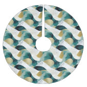 Chic Gold Green White Abstrakt Polyester Weihnachtsbaumdecke (Vorderseite)