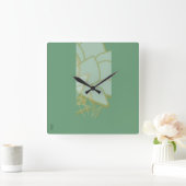 Chic Gold Green White Abstrakt Quadratische Wanduhr (Zuhause)