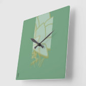 Chic Gold Green White Abstrakt Quadratische Wanduhr (Winkel)