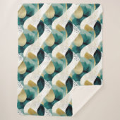 Chic Gold Green White Abstrakt Sherpadecke (Vorderseite)