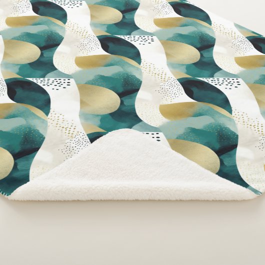 Chic Gold Green White Abstrakt Sherpadecke (3/4)