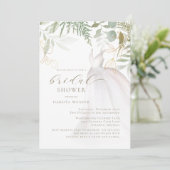 Chic Gold Greenery Wedding Dress Brautparty Einladung (Stehend Vorderseite)