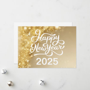 Chic Gold Happy New Year 2025 Company Feiertagskarte