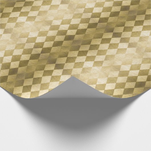 Chic Gold Harlequin Diamant-Muster Geschenkpapier (Ecke)