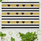 Chic Gold Heart Monochrome Muster Geschirrtuch (Gefaltet)