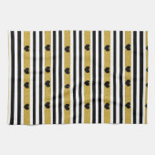 Chic Gold Heart Monochrome Muster Geschirrtuch (Horizontal)