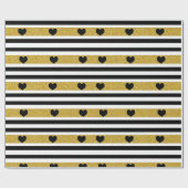 Chic Gold Herz Monochrom-Muster Geschenkpapier (Flach)