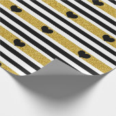 Chic Gold Herz Monochrom-Muster Geschenkpapier (Ecke)