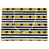 Chic Gold Herz Monochrom-Muster Große Geschenktüte (Vorderseite)