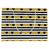 Chic Gold Herz Monochrom-Muster Große Geschenktüte (Rückseite)