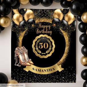 Chic Gold High Heels 50. Geburtstag Hintergrund Wandteppich