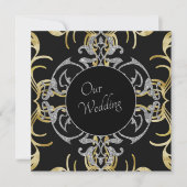 Chic Gold Hochzeit Einladung (Vorderseite)