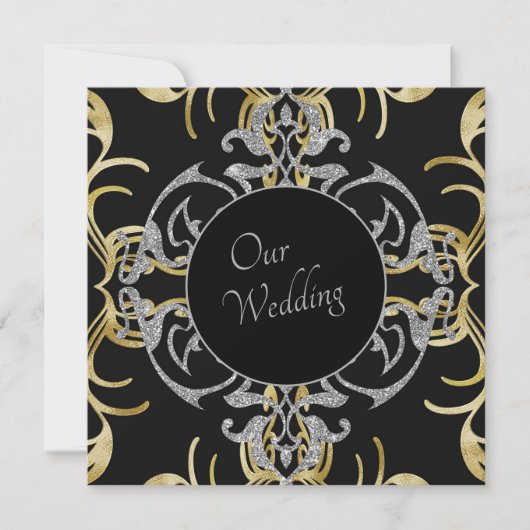 Chic Gold Hochzeit Einladung (Vorderseite)