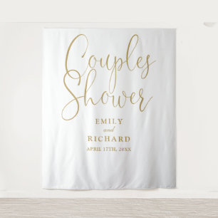 Chic Gold Hochzeitspaar Brausefoto Hintergrund Wandteppich