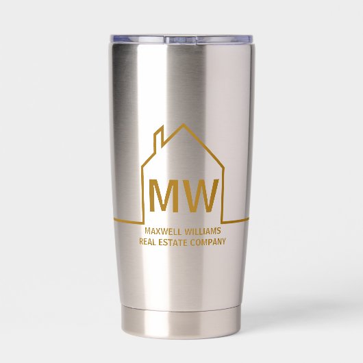 Chic Gold House Real Anwesen Company Marketing Thermobecher (Rückseite)
