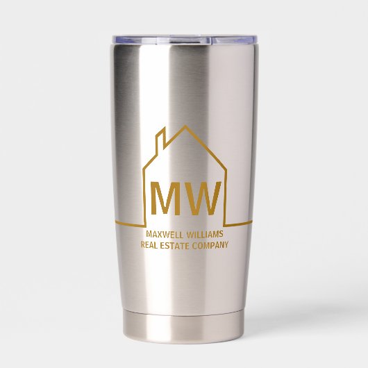 Chic Gold House Real Anwesen Company Marketing Thermobecher (Vorderseite)