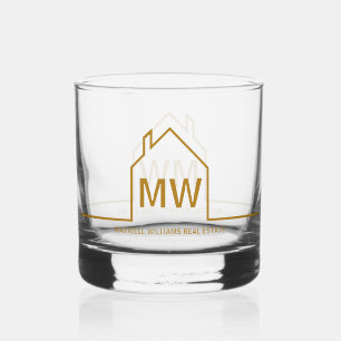 Chic Gold House Real Anwesen Company Realtor Gesch Whiskyglas