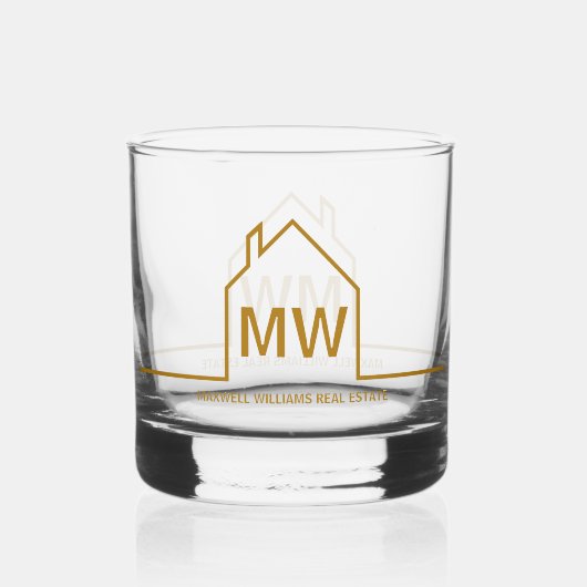 Chic Gold House Real Anwesen Company Realtor Gesch Whiskyglas (Rückseite)