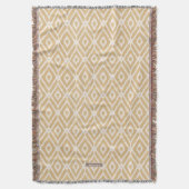 Chic Gold Ikat Stamm Diamant Muster Decke (Vorderseite Vertikal)