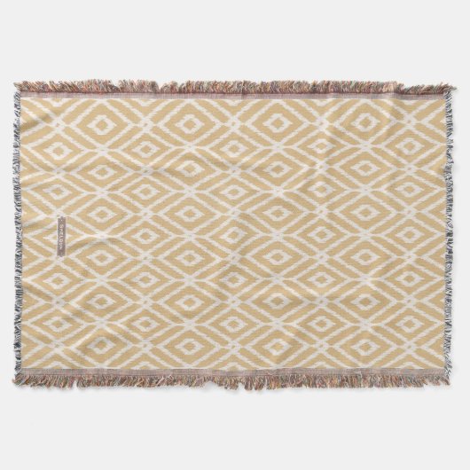 Chic Gold Ikat Stamm Diamant Muster Decke (Vorderseite)
