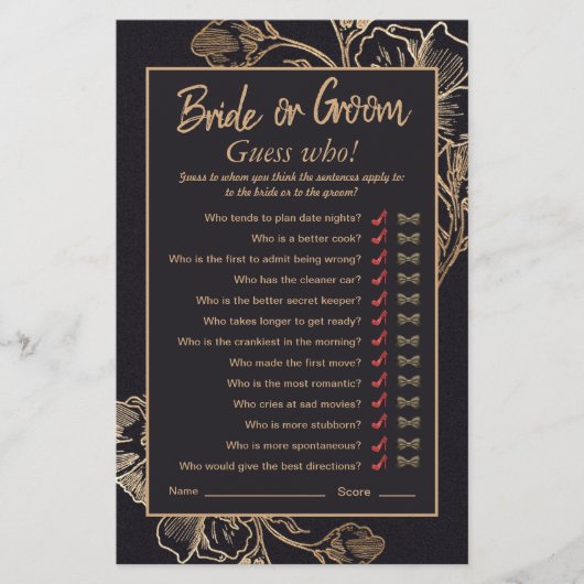 Chic Gold Imitate Metal Rose Brautparty Game (Vorderseite)