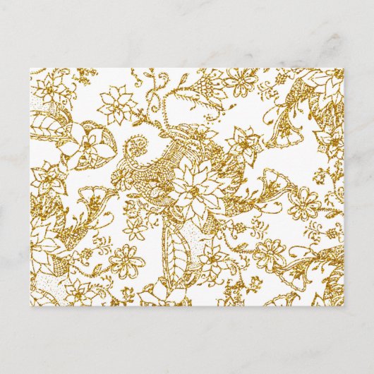 Chic gold Imitats Glitzer handgezeichnet Blumenmus Postkarte (Vorderseite)