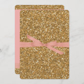 Chic Gold Imitats Glitzer Rose Rosa Einladung (Vorne/Hinten)