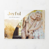Chic Gold Joyful Script mit kurvem Foto Dreifach Gefaltete Urlaubskarte (Cover)