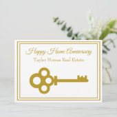 Chic Gold Key Real Anwesen Happy Zuhause Jubiläum Karte (Stehend Vorderseite)