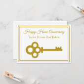 Chic Gold Key Real Anwesen Happy Zuhause Jubiläum Karte (Vorderseite/Rückseite Beispiel)