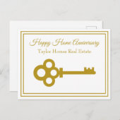 Chic Gold Key Real Anwesen Happy Zuhause Jubiläum Postkarte (Vorne/Hinten)
