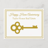 Chic Gold Key Real Anwesen Happy Zuhause Jubiläum Postkarte (Vorderseite)