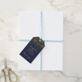 Chic gold Konfetti Marine Blue Script Gastgeschenk Geschenkanhänger (Mit Garn)