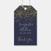 Chic gold Konfetti Marine Blue Script Gastgeschenk Geschenkanhänger (Rückseite)