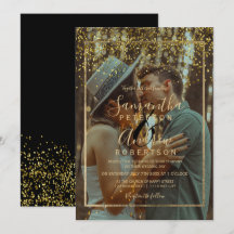 Chic gold Konfetti Typografie Foto Hochzeit