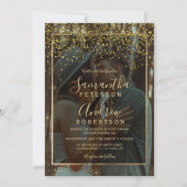 Chic gold Konfetti Typografie Foto Hochzeit Einladung (Vorderseite)
