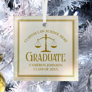 Chic Gold Law School Abschluss Custom Christmas Ornament Aus Glas