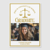 Chic Gold Law School Abschluss Foto Magnet-Karte Magnetkarte (Vorderseite)