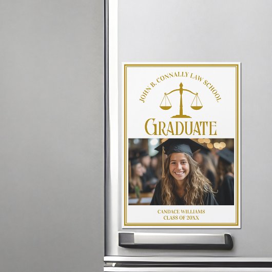 Chic Gold Law School Abschluss Foto Magnet-Karte Magnetkarte