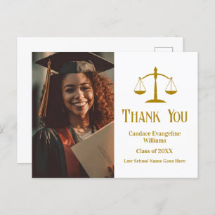 Chic Gold Law School Abschluss Foto Vielen Dank Postkarte