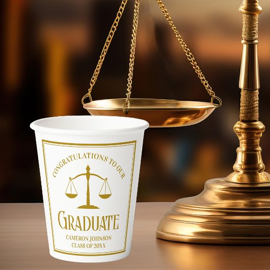 Chic Gold Law School Custom Graduation Party Pappbecher