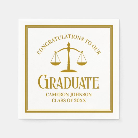 Chic Gold Law School Custom Graduation Party Serviette (Vorderseite)