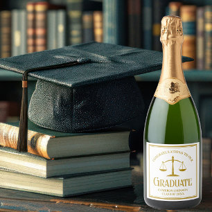 Chic Gold Law School Graduation Party Custom Schaumweinetikett